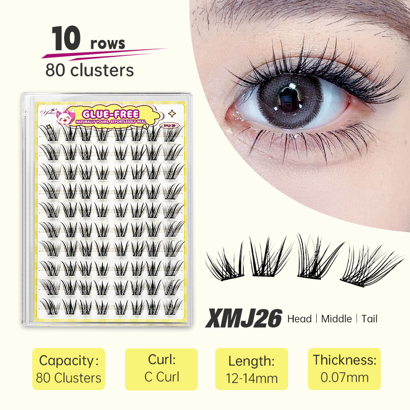 Eyelash Extension With Glue - Накладные ресницы Yelix Fox-style Side Flying