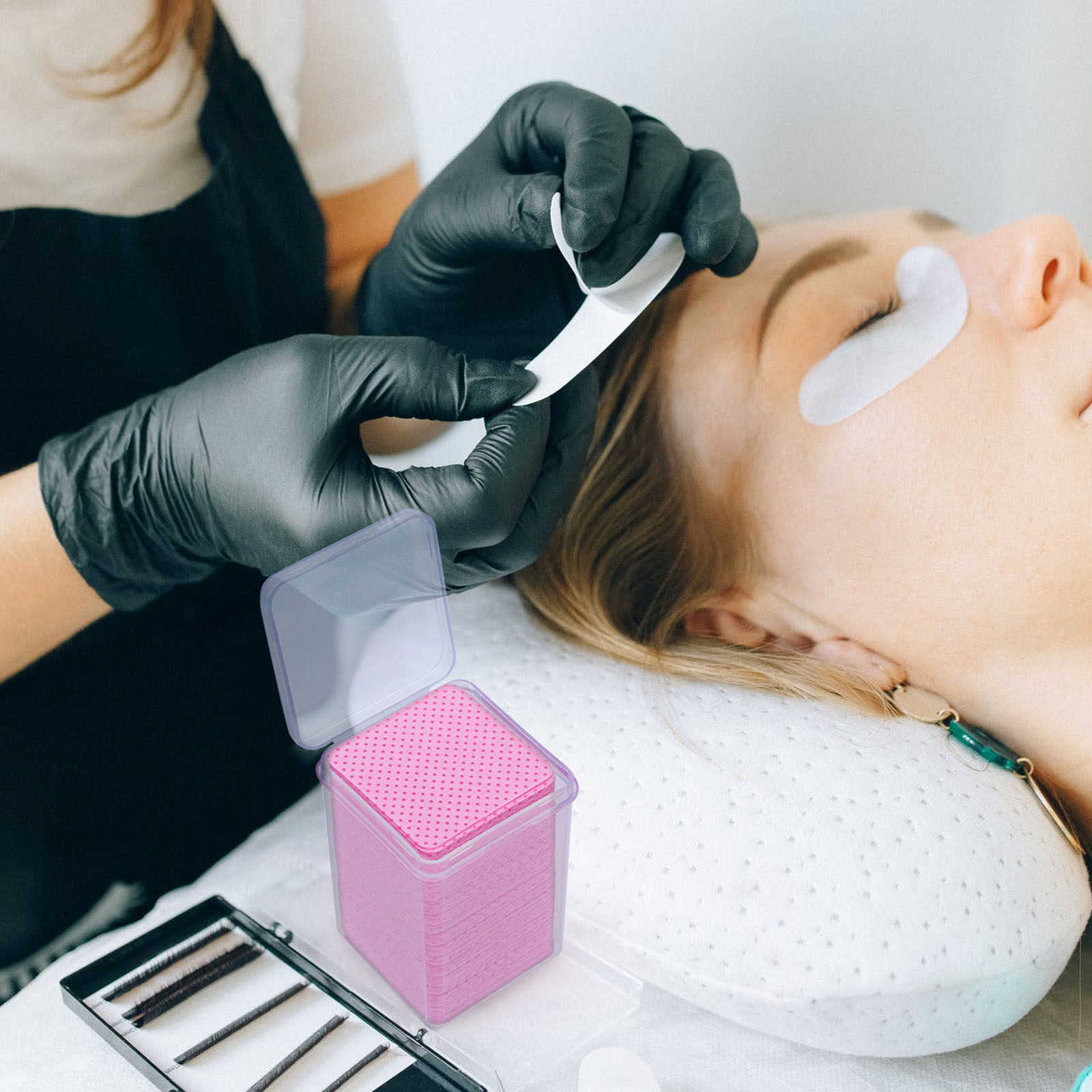 Eyelash Extension With Glue - 600 шт. чистящих хлопковых салфеток для