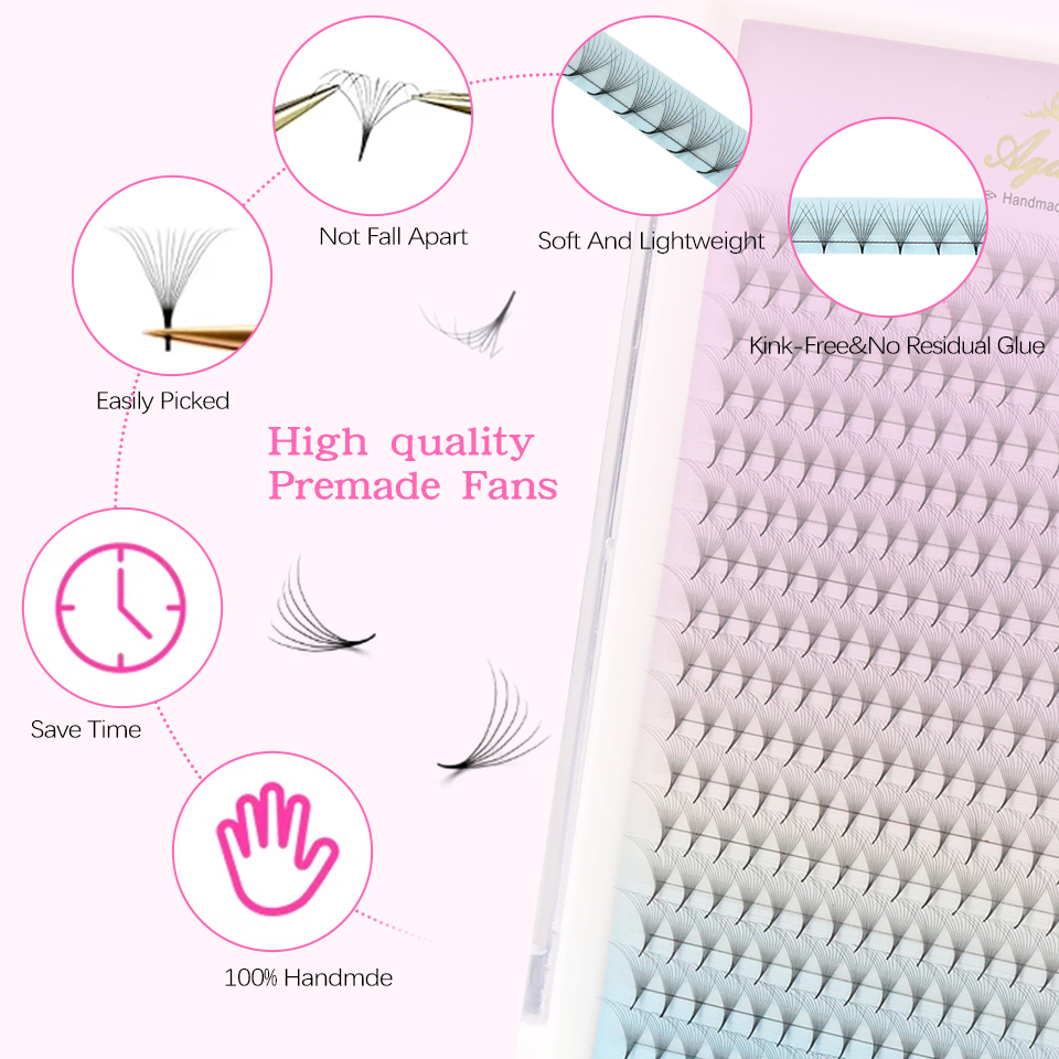 AGUUD 30d 40d Готовые веерные  – обзор и цена Eyelash Extension Medium